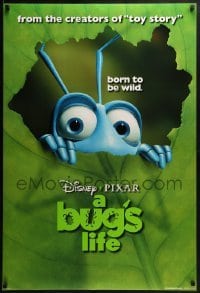 2k151 BUG'S LIFE teaser DS 1sh 1998 Disney, Pixar, close-up of ant peeking through leaf!