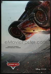 2k164 CARS 3 advance DS 1sh 2017 Disney/Pixar, incredible CGI image of car crashing in race track!