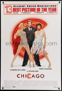 2k174 CHICAGO 1sh 2002 Zellweger & Zeta-Jones, Gere, 13 nominations, wacky switched credits!