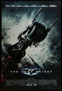 2k209 DARK KNIGHT advance DS 1sh 2008 cool image of Christian Bale as Batman on Batpod bat bike!