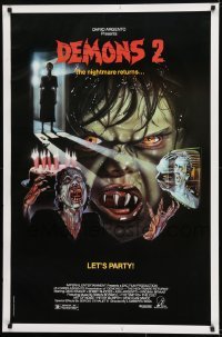 2k233 DEMONS 2 1sh 1987 written & produced by Dario Argento, Lamberto Bava, C.W. Taylor horror art!