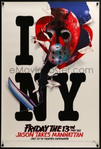 2k323 FRIDAY THE 13th PART VIII recalled teaser 1sh 1989 Jason Takes Manhattan, I love NY in July!