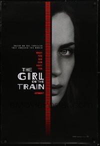 2k343 GIRL ON THE TRAIN teaser DS 1sh 2016 close-up of Emily Blunt, what you see can hurt you!