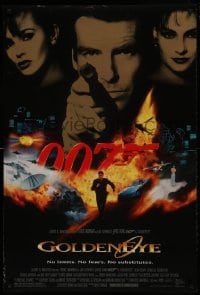 2k355 GOLDENEYE DS 1sh 1995 cast image of Pierce Brosnan as Bond, Isabella Scorupco, Famke Janssen!