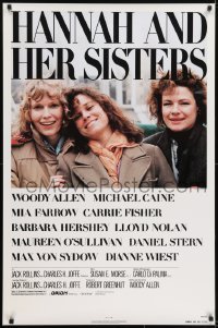 2k379 HANNAH & HER SISTERS 1sh 1986 Woody Allen, Mia Farrow, Carrie Fisher, Barbara Hershey