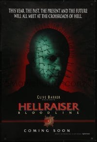 2k395 HELLRAISER: BLOODLINE teaser 1sh 1996 Clive Barker, super close up of creepy Pinhead!