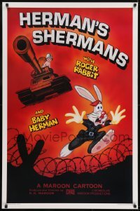 2k399 HERMAN'S SHERMANS Kilian 1sh 1988 great image of Roger Rabbit running from Baby Herman in tank!