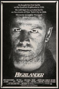 2k401 HIGHLANDER 1sh 1986 super close up art of immortal Christopher Lambert in the title role!