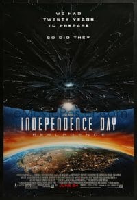 2k440 INDEPENDENCE DAY RESURGENCE style B advance DS 1sh 2016 Monroe, King, spaceship over earth!