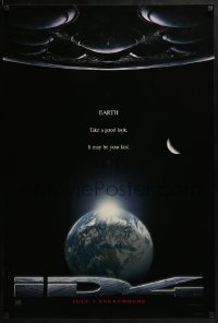 2k438 INDEPENDENCE DAY style B teaser 1sh 1996 great image of enormous alien ship over Earth!