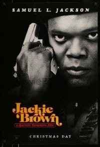 2k469 JACKIE BROWN teaser 1sh 1997 Quentin Tarantino, cool image of Samuel L. Jackson with gun!