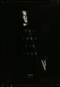 2k474 JASON BOURNE teaser DS 1sh 2016 great image of Matt Damon in the title role with gun!