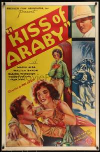 2k509 KISS OF ARABY 1sh 1933 great full-length stone litho of sexy dancing harem girl Maria Alba!