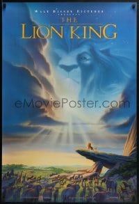 2k547 LION KING DS 1sh 1994 Disney Africa, John Alvin art of Simba on Pride Rock with Mufasa in sky