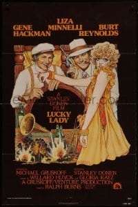 2k569 LUCKY LADY 1sh 1975 Gene Hackman, Burt Reynolds & Liza Minnelli, Richard Amsel art!