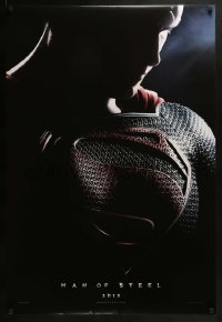 2k582 MAN OF STEEL teaser DS 1sh 2013 close-up of Henry Cavill in the title role as Superman!