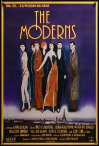 2k615 MODERNS 1sh 1988 Alan Rudolph, cool artwork of trendy 1920's people by star Keith Carradine!