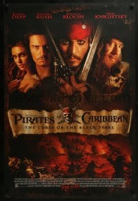 2k685 PIRATES OF THE CARIBBEAN advance DS 1sh 2003 Geoffrey Rush, Knightley, Johnny Depp & cast!