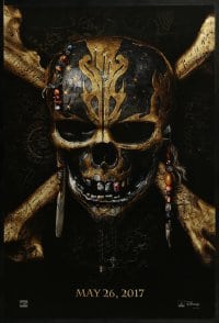 2k689 PIRATES OF THE CARIBBEAN: DEAD MEN TELL NO TALES teaser DS 1sh 2017 gold skull & crossbones!