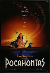 2k692 POCAHONTAS DS 1sh 1995 Walt Disney, art of famous Native American Indian in canoe w/raccoon!