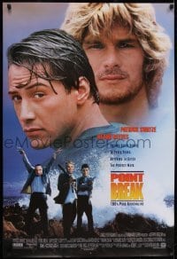 2k693 POINT BREAK DS 1sh 1991 Keanu Reeves, Patrick Swayze and gang in masks, robbery & surfing!