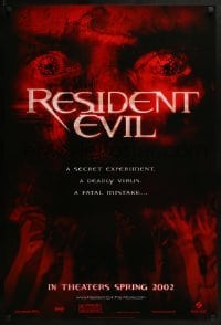 2k714 RESIDENT EVIL teaser 1sh 2002 Paul W.S. Anderson, Milla Jovovich, Rodriguez, zombies!