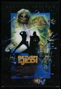 2k723 RETURN OF THE JEDI style D advance DS 1sh R1997 George Lucas, montage artwork by Drew Struzan!