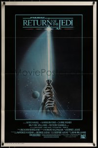 2k720 RETURN OF THE JEDI int'l 1sh 1983 George Lucas, art of hands holding lightsaber by Tim Reamer!