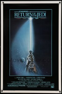 2k719 RETURN OF THE JEDI 1sh 1983 George Lucas, art of hands holding lightsaber by Reamer!