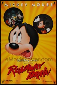 2k747 RUNAWAY BRAIN DS 1sh 1995 Disney, great huge Mickey Mouse Jekyll & Hyde cartoon image!