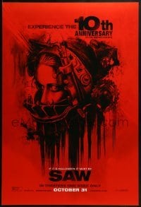 2k751 SAW teaser DS 1sh R2014 cool art of terrified Shawnee Smith trapped in brutal torture helmet!