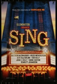 2k784 SING advance DS 1sh 2016 voices of Matthew McConaughey, Witherspoon, Seth FacFarlane!