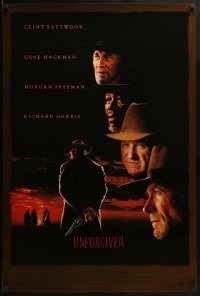2k933 UNFORGIVEN DS 1sh 1992 gunslinger Clint Eastwood, Gene Hackman, Morgan Freeman, Harris!