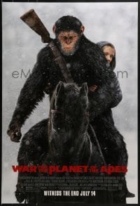 2k951 WAR FOR THE PLANET OF THE APES style D advance DS 1sh 2017 Caesar and Miller on horseback!