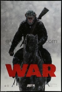 2k948 WAR FOR THE PLANET OF THE APES style A teaser DS 1sh 2017 great image of Caesar on horseback!