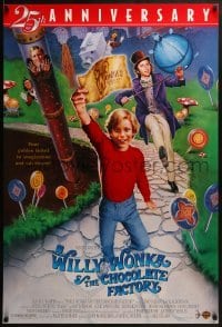 2k971 WILLY WONKA & THE CHOCOLATE FACTORY DS 1sh R1996 Gene Wilder, it's scrumdidilyumptious!
