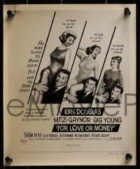 2m728 FOR LOVE OR MONEY 6 8x10 stills 1963 Kirk Douglas, Julie Newmar, Mitzi Gaynor, one with art!