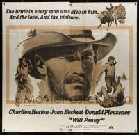 2p015 WILL PENNY 6sh 1968 the brute, love & violence in every man was in cowboy Charlton Heston!