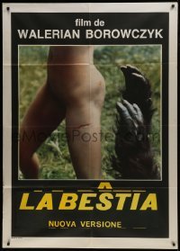 2p722 BEAST teaser French 39x55 1975 Walerian Borowczyk's La Bete, rare different close up image!