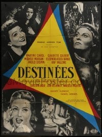 2p754 DAUGHTERS OF DESTINY yellow French 1p 1956 Michele Morgan, Claudette Colbert & Martine Carol!