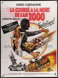 2p755 DEATH RACE 2000 French 1p 1976 David Carradine, completely different art by Roger Boumendil!