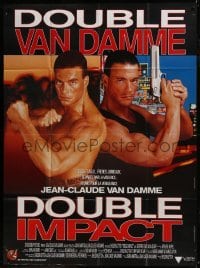 2p767 DOUBLE IMPACT French 1p 1991 great image of Jean-Claude Van Damme in a dual role as twins!