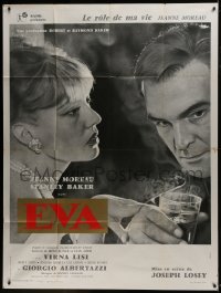 2p780 EVA style A French 1p 1962 directed by Joseph Losey, close up of Jeanne Moreau & Stanley Baker!