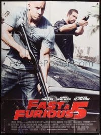 2p790 FAST FIVE French 1p 2011 Vin Diesel & Paul Walker with guns, street racing action!