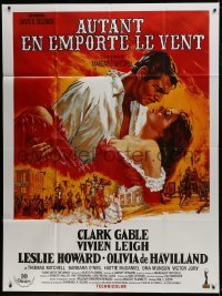 2p819 GONE WITH THE WIND French 1p R1990s Clark Gable, Vivien Leigh, Howard Terpning art!