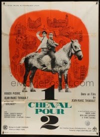 2p835 HORSE FOR TWO French 1p 1962 Jean-Marc Thibault's Un cheval pour deux, Jouineau Bourduge art!