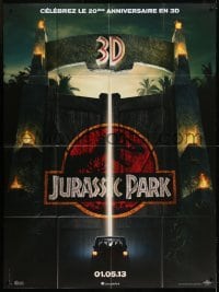 2p856 JURASSIC PARK teaser French 1p R2013 Steven Spielberg, dinosaurs remastered in 3-D!