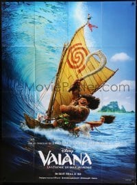 2p898 MOANA French 1p 2016 Disney, Polynesian mythology, great image of Maui & Moana windsurfing!