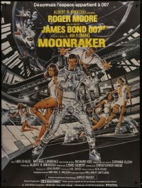 2p904 MOONRAKER French 1p 1979 art of Roger Moore as James Bond & sexy space babes by Goozee!