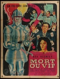 2p906 MORT OU VIF French 1p 1948 art of wacky guy in suit of armor with gun by Cazaux!